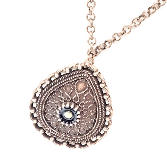 Mustard Seed Necklace, Antique Copper Mustard Seed Jewelry, Matthew 17 20 Mustard Seed Pendant, Ornate Teardrop Mustard Seed Necklace