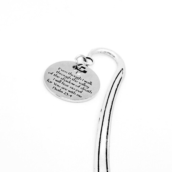 23rd Psalm I Fear No Evil Charm Bookmark, Psalm 23 4, Faith Gift, Bible Bookmark, Scripture, Friend Gift, God Is With Me, You Are With Me