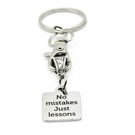 No Mistakes Just Lessons Keychain Inspirational Stainless Steel Engraved Charm Motivational Gift For Students Teachers Friends
