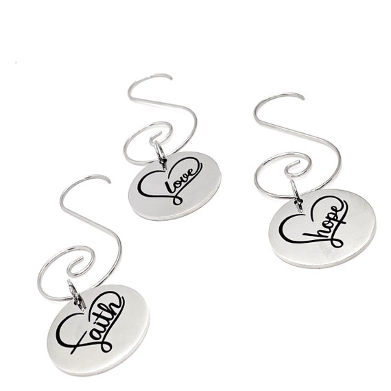 Faith Hope Love Ornament Set, 1 Corinthians 13 Ornaments, Faith Hope Love Charms, Charm Ornaments, Scripture Ornaments, Love Ornaments