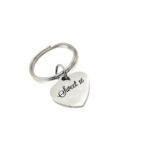Cadeau d&#39;anniversaire, porte-clés Sweet 16, 16e anniversaire, cadeau fille, cadeau pour fille, cadeau seizième anniversaire, cadeau petite-fille, petite amie