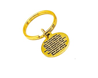 Llavero con dije de la Escritura: «Que el Señor te bendiga y te guarde», números 6:24 al 26, regalos cristianos, cita bíblica, bendición cristiana