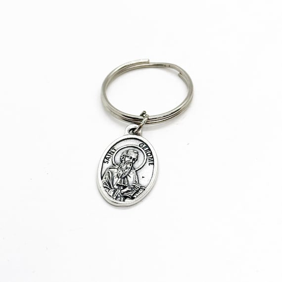 Patron Saint Gifts, Saint Gerome Charm Keychain, Patron Saint Of Bible Scholars, Catholic Saints, Librarians, School Children, Students