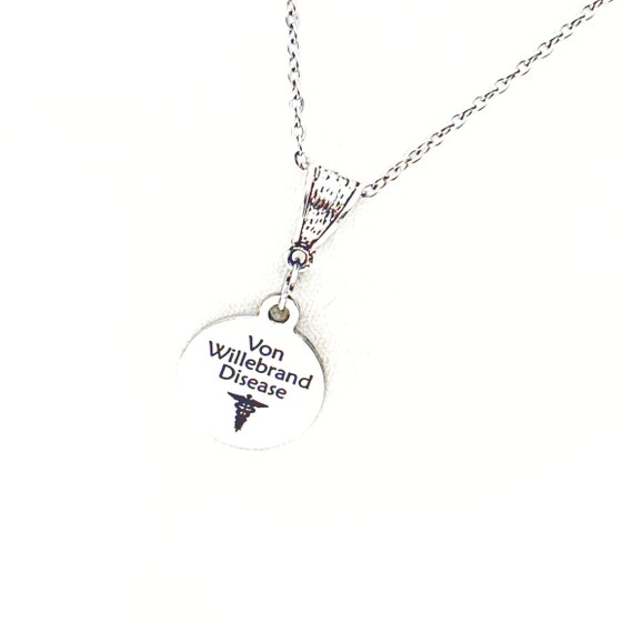 Von Willebrand Pendant Necklace, Bleeding Disorder Notice, Medical Condition Jewelry, Daughter, Wife, Medical Caduceus, Caregiver Notice
