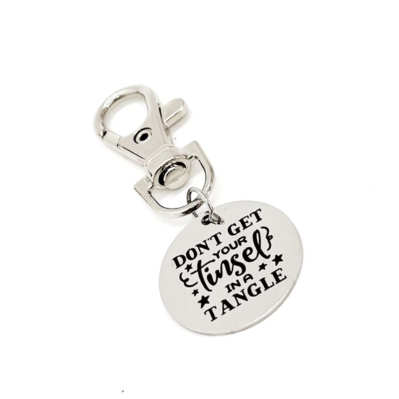 Fun Christmas Gifts, Don’t Get Your Tinsel In A Tangle Clip On Charm, Christmas Gift Charms, Bag Charms, Wife Gifts, Stocking Charms