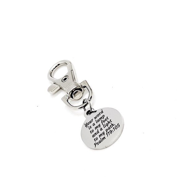 Scripture Gift, Your Word Is A Lamp To My Feet And A Light To My Path Clip On Charm, Psalm 119 105, Scripture Quote, Bible Scripture Charm
