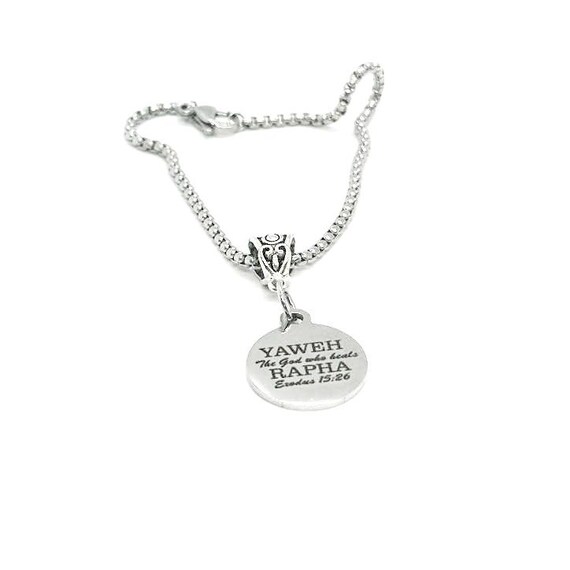 Yaweh Rapha The God Who Heals Charm Bracelet, Exodus 15 26, Scripture Jewelry, Christian Jewelry, Prayer Group, Sickness, Healing Prayers