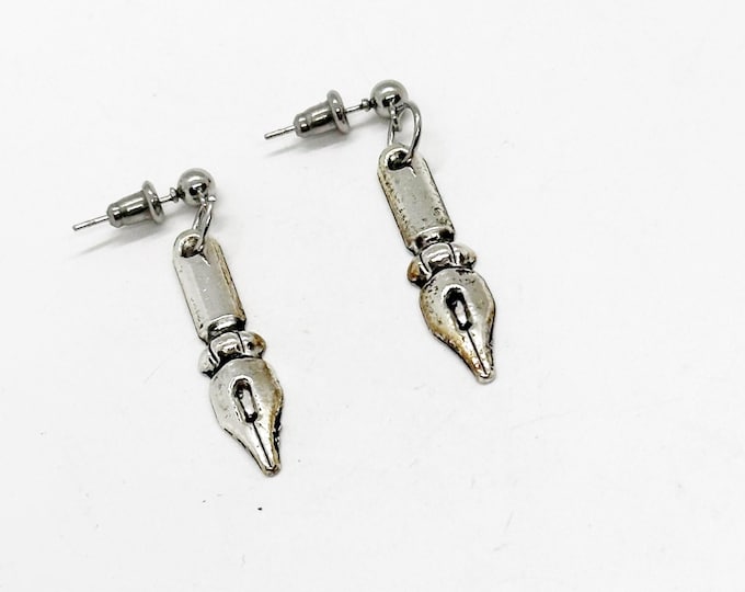 Pen Nib Earrings, Fountain Pen Earrings, Writer Gifts, Gifts For Her, Nerd Gifts, Architect Gifts, Wife Gift, Author Gift, Drawing Gifts