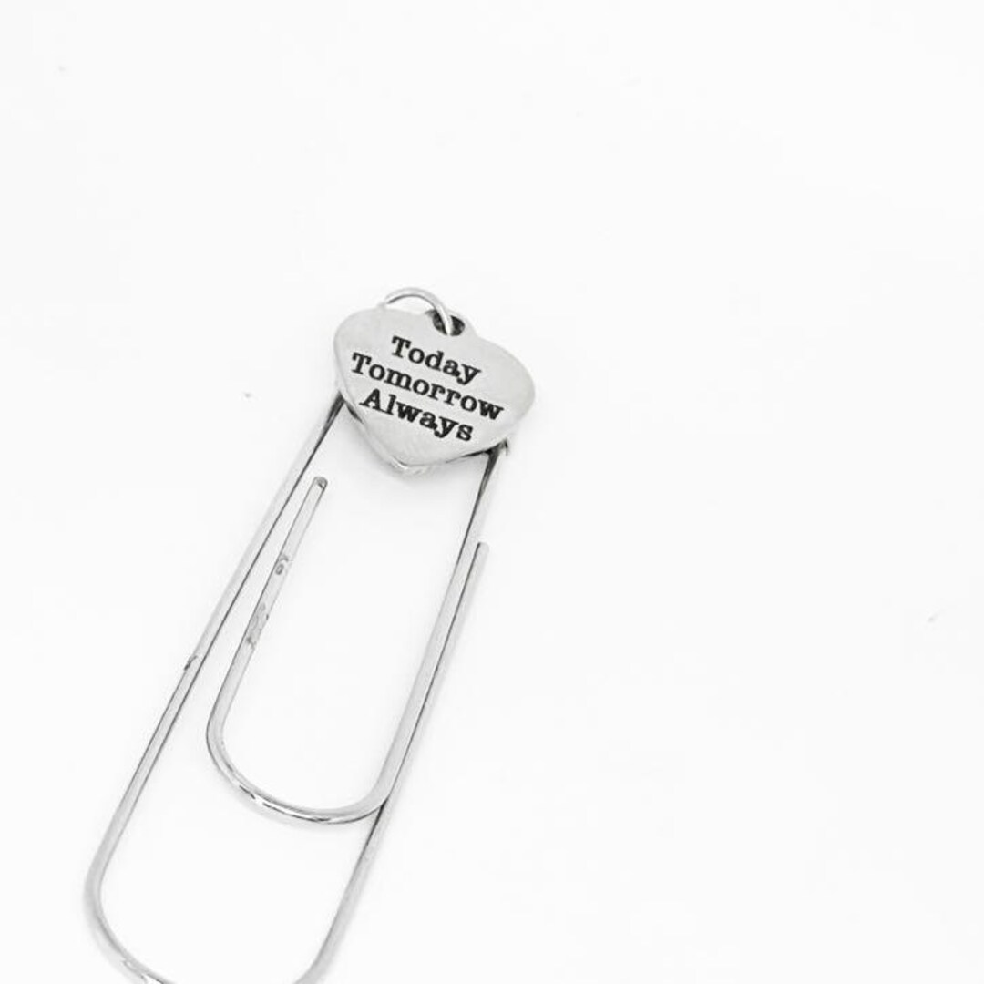Today Tomorrow Always Heart Bookmark Stainless Steel Engraved Charm ...