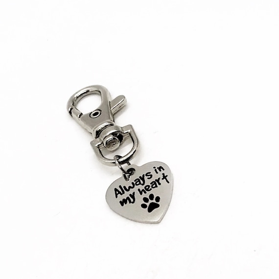Pet Memorial, Bag Charm, Always In My Heart Bag Clip, Pet Loss Gift, Backpack Charm, Purse Charm, Keychain Charm, Pet Bag Charm, Key Charm