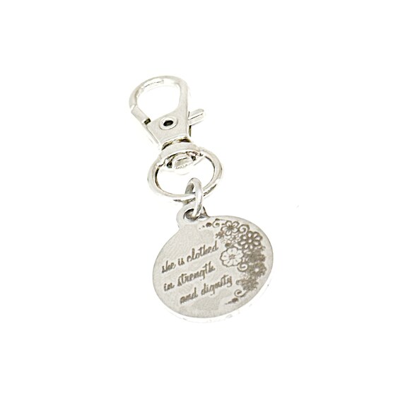 She Is Clothed In Strength And Dignity Proverbs 31 25 Clip On Charm, Proverbs Woman, Faith Gifts, Wife, Daughter, Friend, Christian Woman
