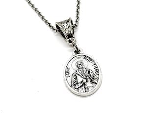 Collar con colgante de medalla de San Matt Talbot, santo patrón de las adicciones al alcoholismo, regalos católicos, regalo de fe, regalo de recuperación, regalo para ella