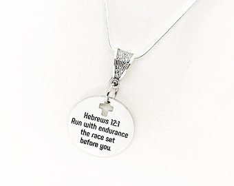 Motivating Gift, Run With Endurance The Race Set Before You Necklace, Hebrews 12 1, Sympathy Gift, Encouraging Her, Faith Gift