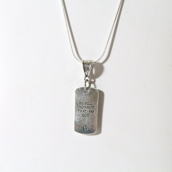 Be Still And Know That I Am God Protect Me Pendant on Silver Chain, Psalms 46:10 Bible Verse Jewelry, Gift For Her, Inspirational