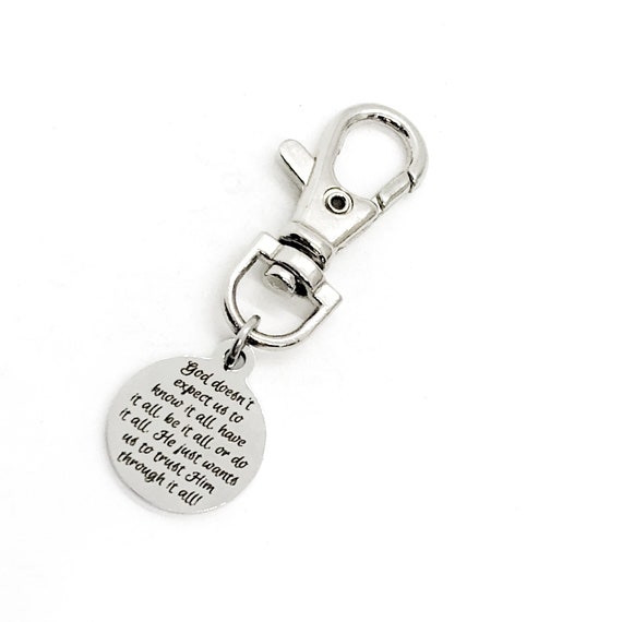 Bag Charm, Trust God Through It All  Keychain Charm, Faith Charm, Son Gift, Daughter Gift, Christian Gift, Back Pack Charm, Purse Charm
