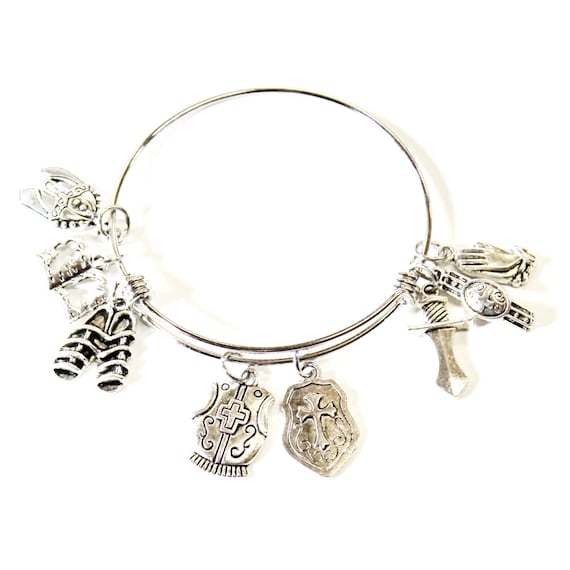 Full Armor of God Expanding Bangle Charm Bracelet, Gift For Her, Teen Gift, Christian Jewelry Gift, Bible Verse Jewelry, Scripture Gift