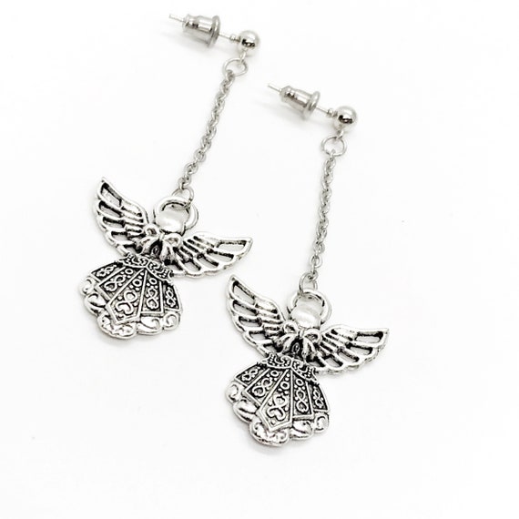 Angel Drop Dangle Earrings, Angel Jewelry, Gift For Her, Faith Gifts, Angel Gift, Angel Charms, Christian Gifts, Memorial Gifts