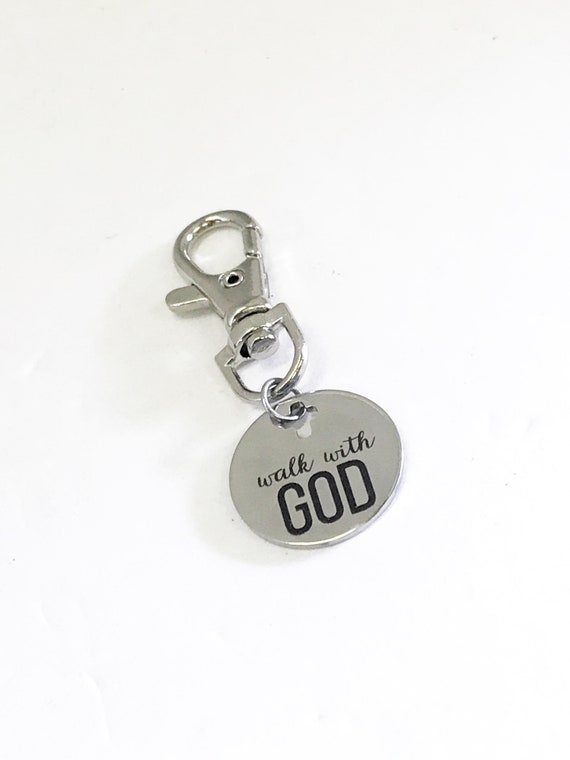 Bag Charm, Walk With GOD Charm, Baptism Gift, Confirmation Gift, Planner Charm, Purse Charm, Encouraging Bag Tag, Christian Tag Key Charm