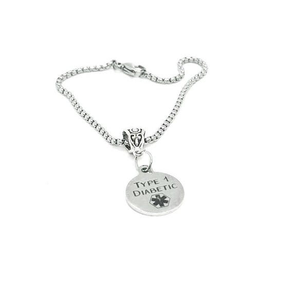 Type 1 Diabetic Charm Bracelet, Wife Gift, Daughter, Diabetes, Medical Condition, Diabetic Bracelet, Gift For Her, Medical Awareness