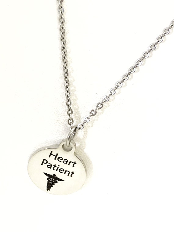 Heart Patient Necklace, Heart Patient Medical Necklace, Heart Patient Awareness Engraved Pendant Necklace, Medical ID Jewelry, Caduceus