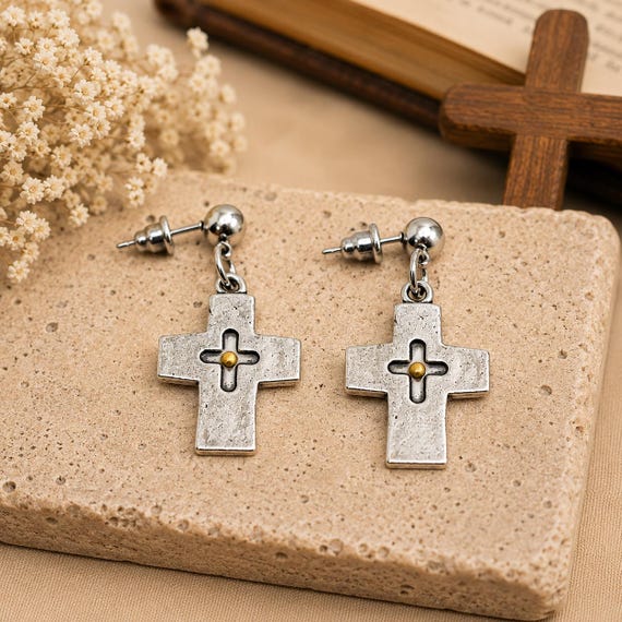 Mustard Seed Cross Faith Earrings