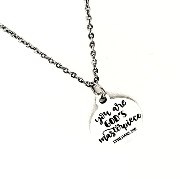 Faith Gifts, You Are God’s Masterpiece Necklace, Ephesians 2 10 Christian Gift, Christian Quote, Christian Jewelry, Faith Jewelry