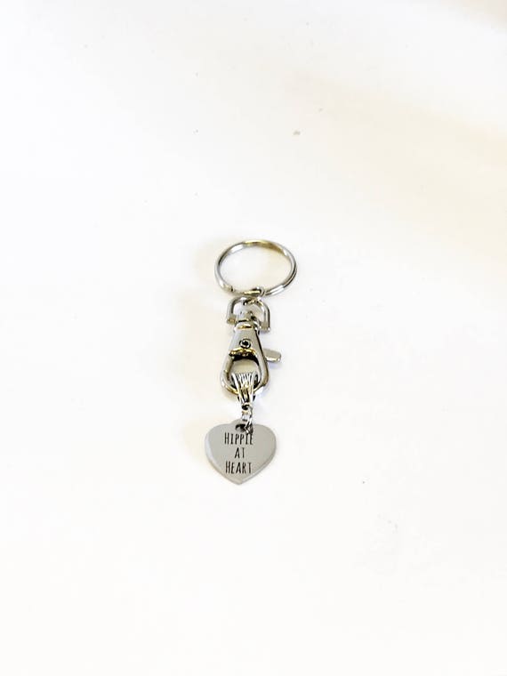 Hippie At Heart Keychain, Hippie Keychain Gifts, Hippie Valentine Gifts, Valentine's Day, Hippie Jewelry Gifts, Hippie New Car Gift Idea