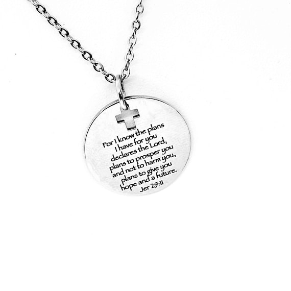 For I Know The Plans I Have For You Charm Necklace, Jeremiah 29 11 Scripture Jewelry, Christian Gift, Bible Verse, God’s Plans For You