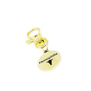 Hemofilia Krwi Choroba Złoty Torebka Charm, Torba Lekarska Charm, Hemofilia Portfel Klips, Tag Torby, Powiadomienie Medyczne, Świadomość Medyczna