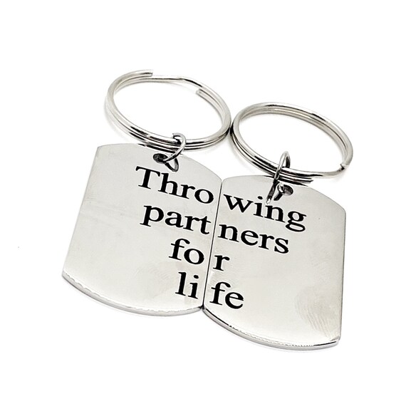 Throwing Partners For Life Keychain Set, Pitcher Catcher Gifts, Father Son Gift, Baseball Keychains, Baseball Players, Softball Players Gift