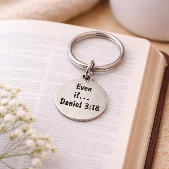 Even If Daniel 3 18 Faith Charm Keychain Christian Scripture Keyring Gift