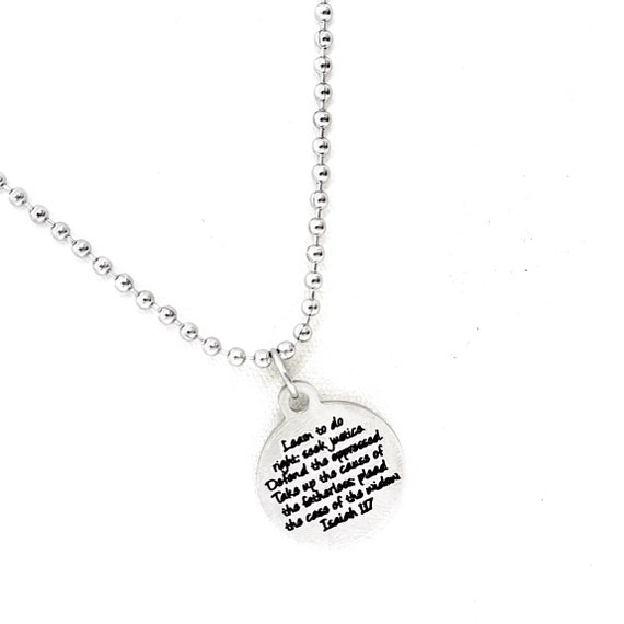 Scripture Gift, Learn To Do Right, Seek Justice, Defend The Oppressed Faith Necklace, Isaiah 1 17 Gifts, Social Worker Gift, Attorney Gifts