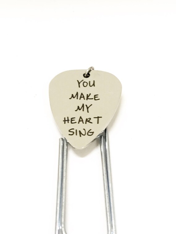 Guitar Pick Bookmark, You Make My Heart Sing Bookmark, Guitar Pick Gifts, Guitar Pick Valentine, Musician Love Gifts, Music Lover Gifts