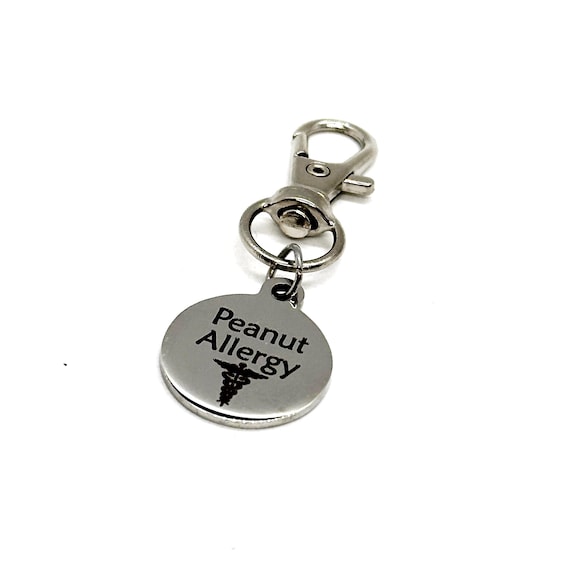 Peanut Allergy Clip On Charm Zipper Pull,  Medical ID Tag, Medical Awareness Tag, Medical Condition, Caregiver, Allergic Notice, Allergies