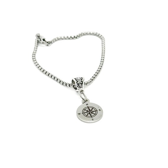 Compass Charm Bracelet, Traveler Gift, Going to College, Find Your Way Home, Trip Gifts, World Travels, Gift For Her, Daughter, Wife Gift