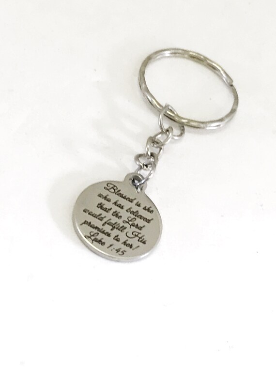 Christian Keychain, God Fulfills His Promise, Women Gift, Luke 1 45 Keychain, Christian Woman Gift, Christian Keyring, Daughter Gift