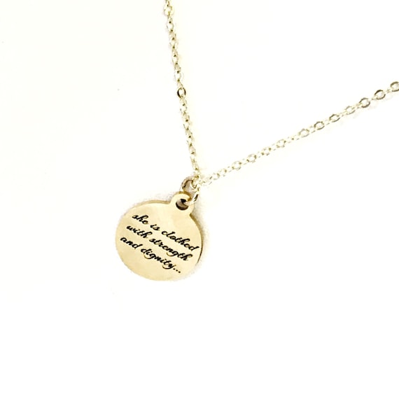 Christian Gift, Christian Necklace, Christian Woman Gift, She Is Clothed With Strength And Dignity Necklace, Gift For Her, Proverbs 31 25