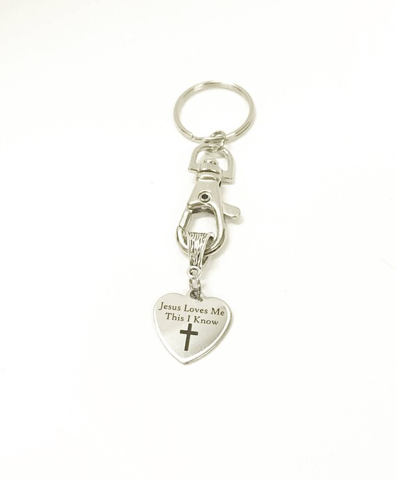 Jesus Loves Me This I Know Cross Keychain Gift, Graduation Gift For Her, Confirmation Gift, Baptism Gift For Daughter, New Car Gift for Wife