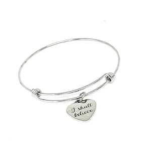 I Shall Believe Stainless Steel Bracelet Inspirational Faith Jewelry Adjustable Bangle Charm Gift For Her Christian Quote JKCE Designs