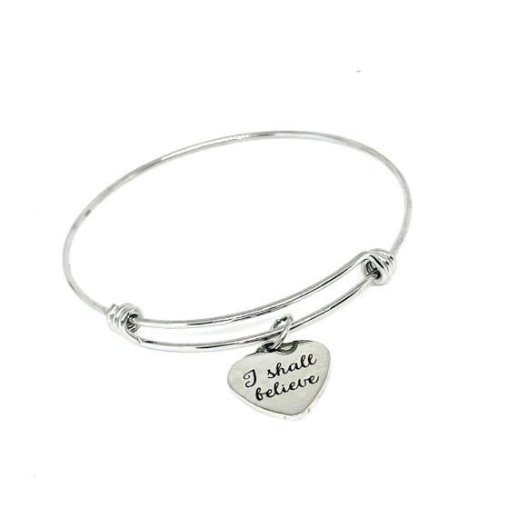 I Shall Believe Stainless Steel Bracelet Inspirational Faith Jewelry Adjustable Bangle Charm Gift For Her Christian Quote JKCE Designs