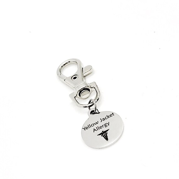 Medical Charm, Yellow Jacket Allergy Charm, Clip On Charm, Medical Notification, Medical Awareness Notification, Yellow Jacket Allergy Gift