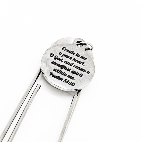 Create In Me A Pure Heart Charm Bookmark, Renew A Steadfast Spirit, Bible Bookmark, Scripture Gift, Bible Verse Gift, Baptism Gift, Faith