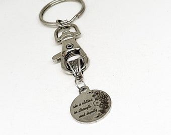 She Is Clothed In Strength And Dignity Charm Convertible Keychain, Proverbs 31 25, Christian Woman, Wife Gift, Daughter, Baptism Gift