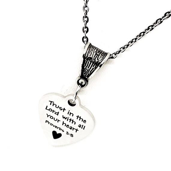 Faith Gifts, Trust In The Lord With All Your Heart Necklace, Proverbs 3 5 Jewelry, Baptism Gift, Daughter Gift, Christian Jewelry