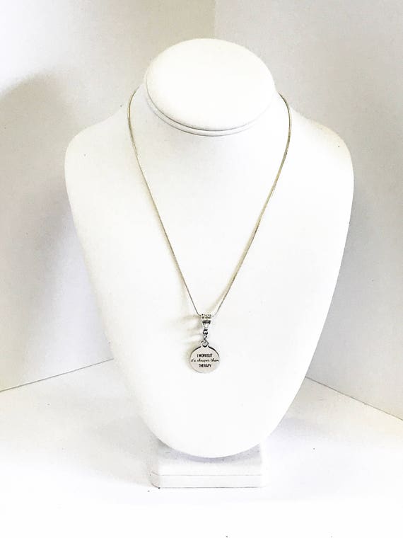 I Workout It's Cheaper Than Therapy Necklace, Workout Jewelry, Love to Workout Girlfriend Gift, Exercise Jewelry, Love to Exercise Gift,