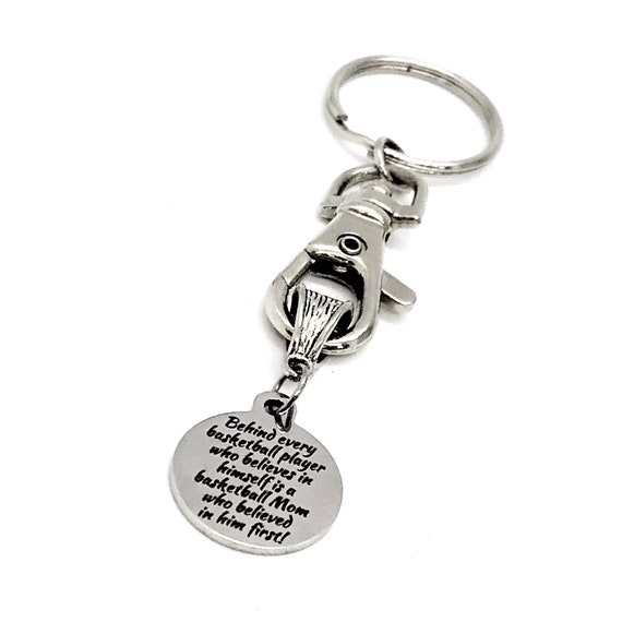 Basketball Mom Gift, Behind Every Basketball Player That Believes In Himself Keychain, Mothers Day Gift, Gift For Mom, Basketball Senior Mom