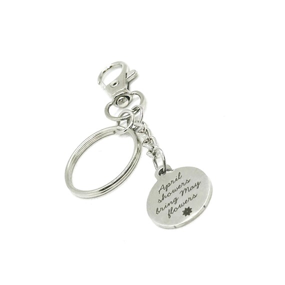 April Showers Bring May Flowers Clip On Charm Key Chain, Difficulties, Difficult Times, Gift For Her, Friend Gift, Sympathy, Better Days
