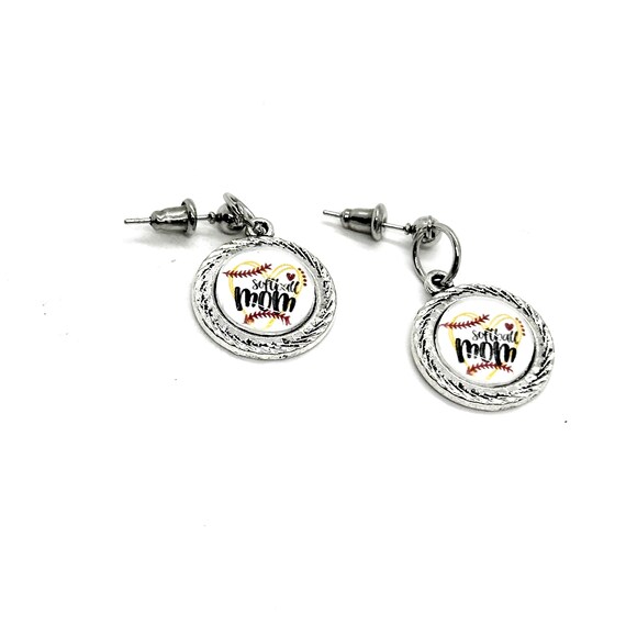 Softball Mom Charm Earrings, Softball Mom Gifts, Wife, Softball Daughter, My Favorite Softball Player, Team Moms, Moms Group, Gift For Her