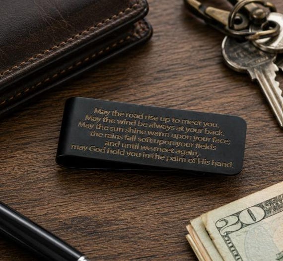 Black Irish Blessing Stainless Steel Money Clip