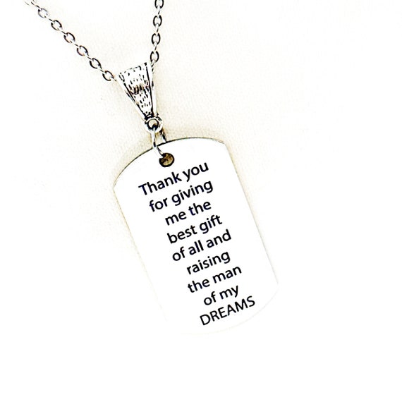 Thank You For Raising The Man Of My Dreams Pendant Necklace, Best Gift, Wedding Gift For Mother In Law, Mother In Love Gift